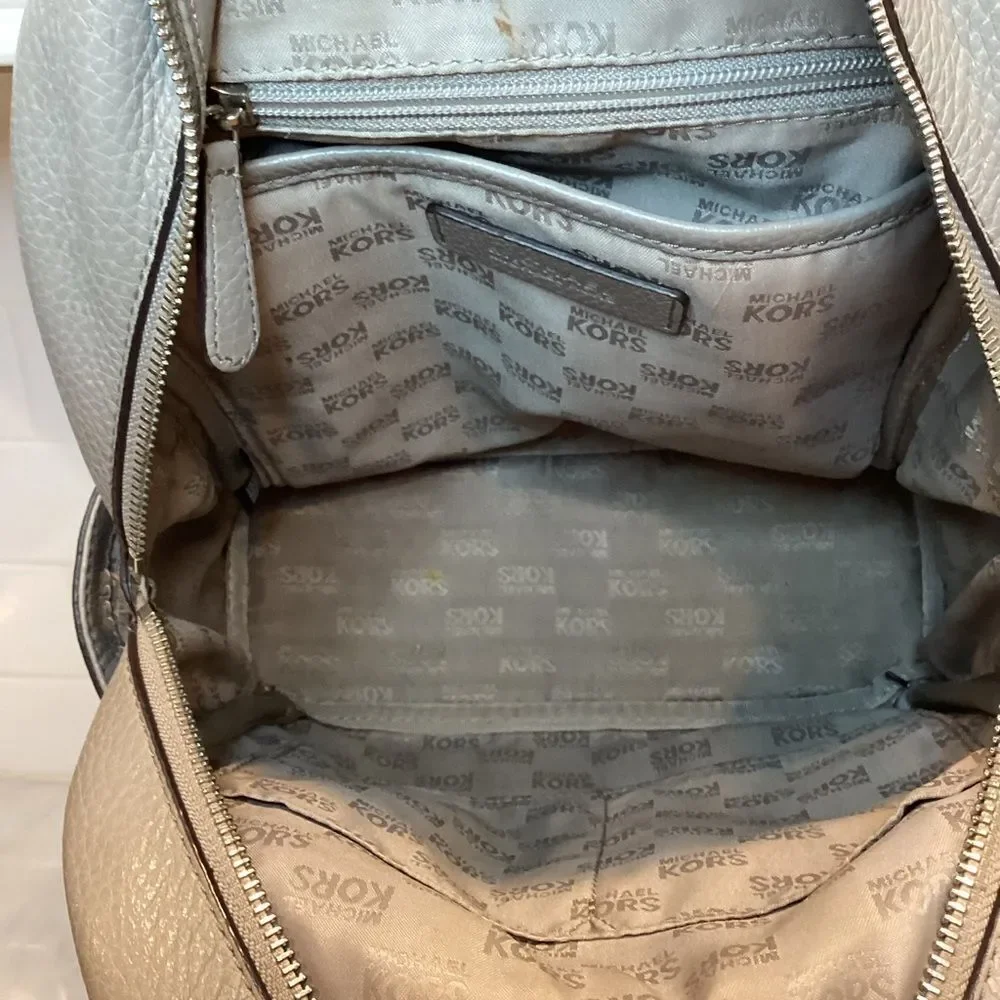 Michael Kors Backpack Leather Abbey Pearl Pebbled Studded Back Pack Bag Travel